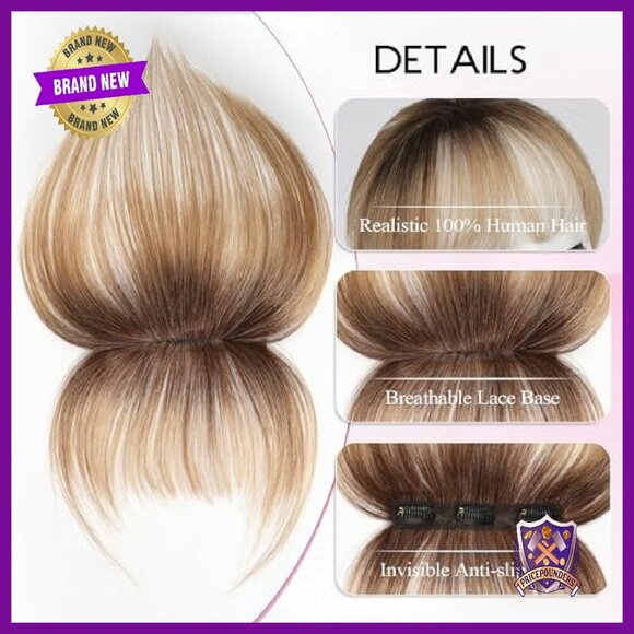 Human Hair Clip-In Bangs with Non-Slip Clips, 5 Inch Fringe main image 4